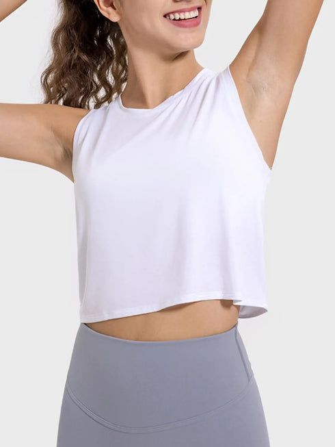 'Vivian' Drawstring Semi Backless Active Tank - Celes Fashion